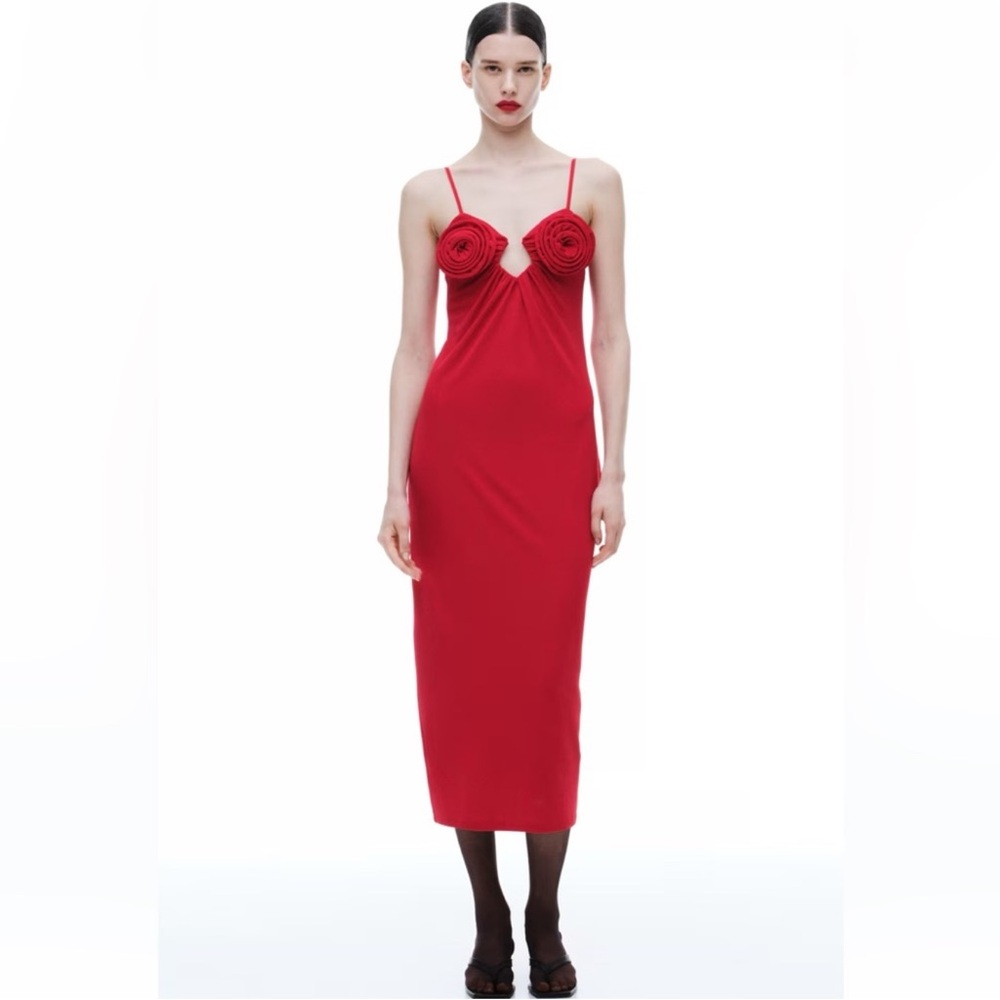 MAGDA BUTRYM H&M ROSE-APPLIQUÉD STRAPPY DRESS SIZE S - Picture 9 of 16